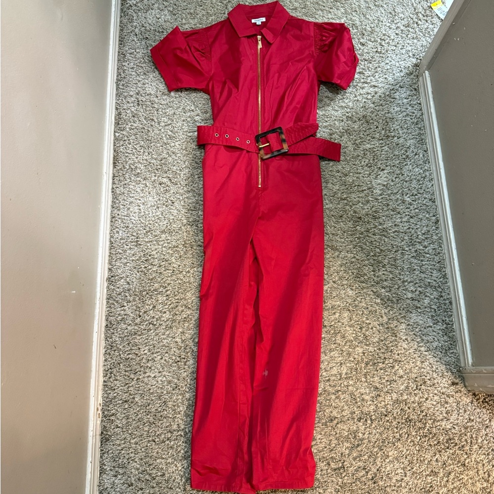 WeWoreWhat Red Women's Jumpsuit with Belt - Picture 2 of 2